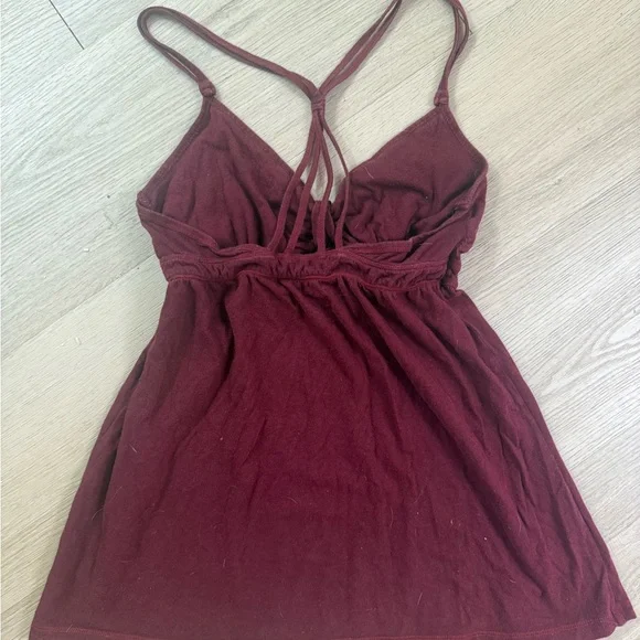 Vintage genuine  y2k Hollister burgundy/maroon babydoll tank size small - Picture 5 of 5
